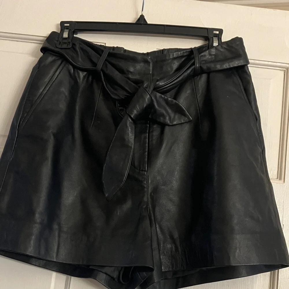 Walter Baker Black Leather Shorts - Picture 1 of 8